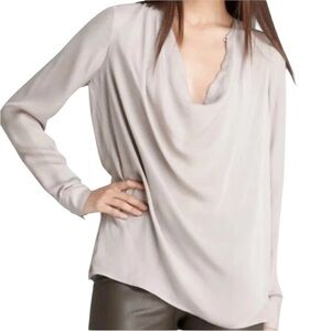 Vince silk cowl neck long sleeve blouse in taupe size 8 excellent condition